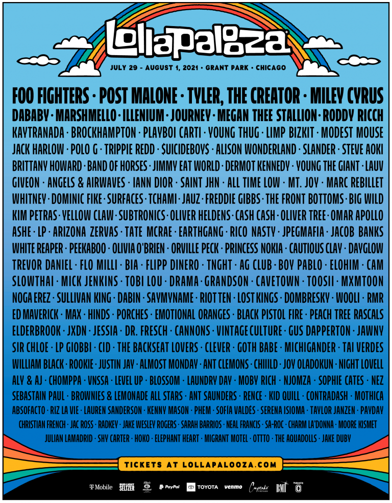 Lollapalooza announces official 2021 lineup with Foo Fighters, Post Malone, Miley Cyrus