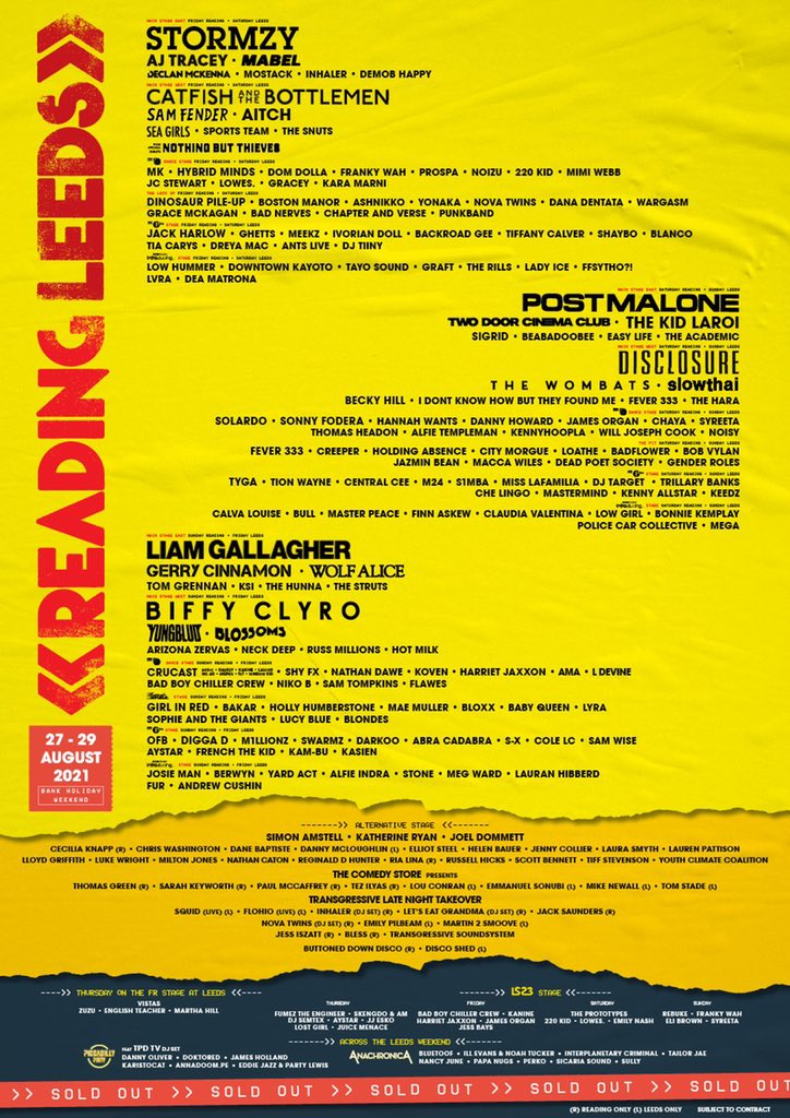 Reading and Leeds Festival 2021 set times released and line up changes