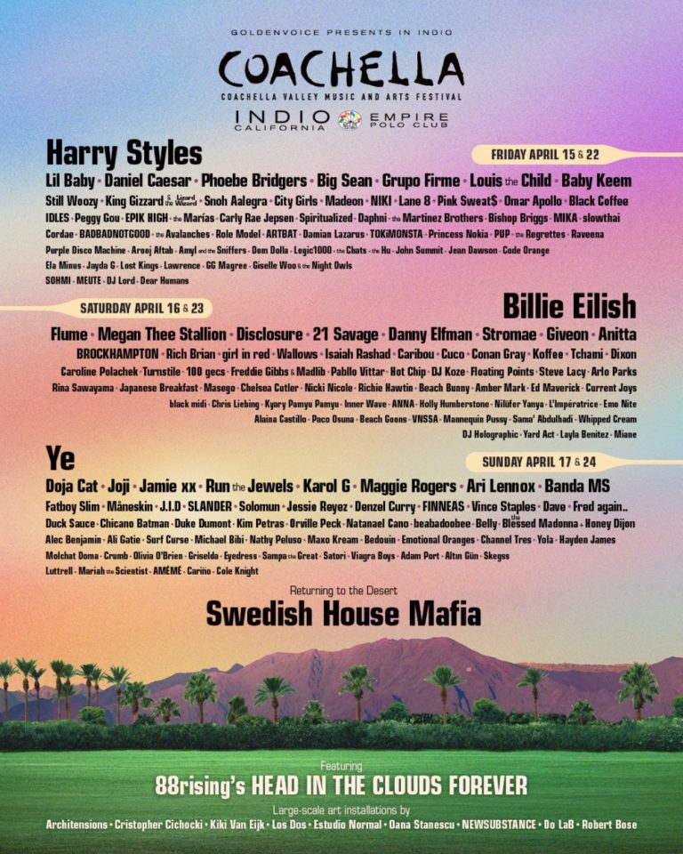 Coachella announces 2022 lineup with headliners Harry Styles, Billie Eilish, and Ye