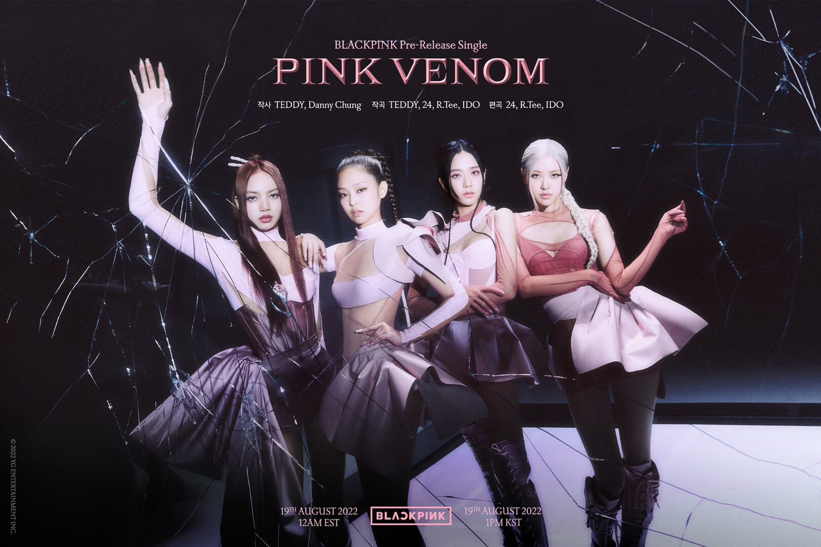 BLACKPINK members Lisa, Jennie, Jisoo, and Rose pose for August 19, 2022 single "Pink Venom." 