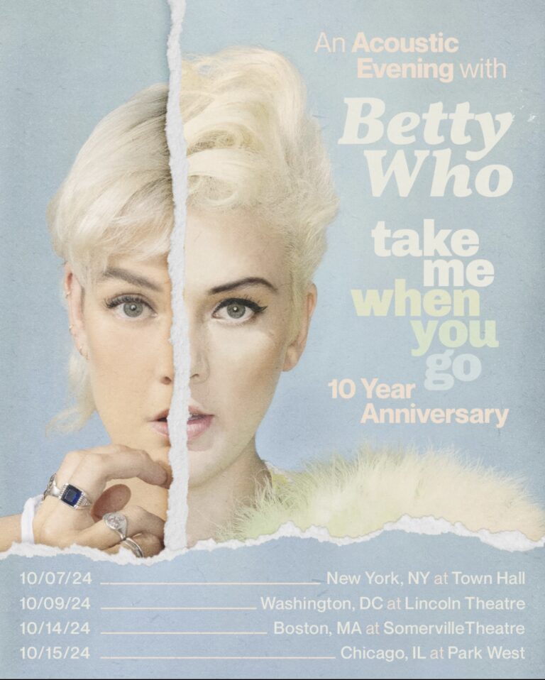 Spend an evening with Betty Who on the ‘Take Me When You Go 10 Year Anniversary Tour’