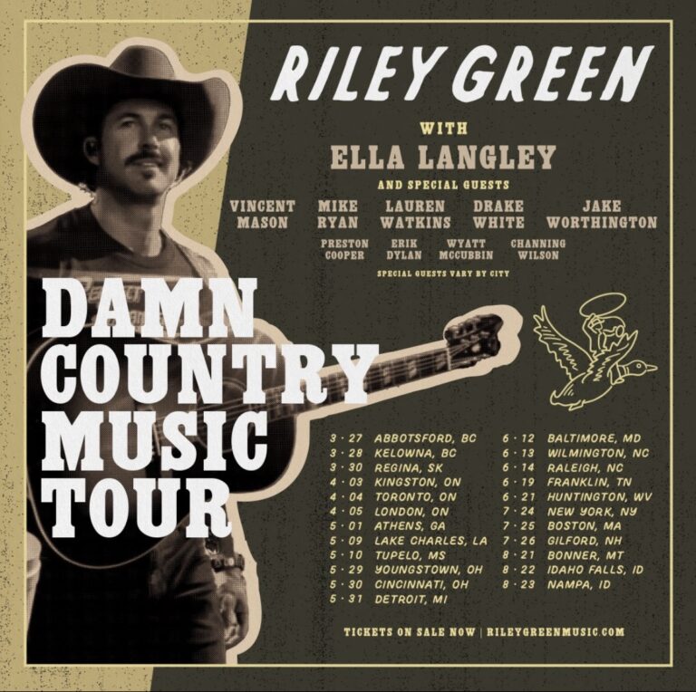 Riley Green is kicking off the ‘Damn Country Music Tour’ in March of 2025