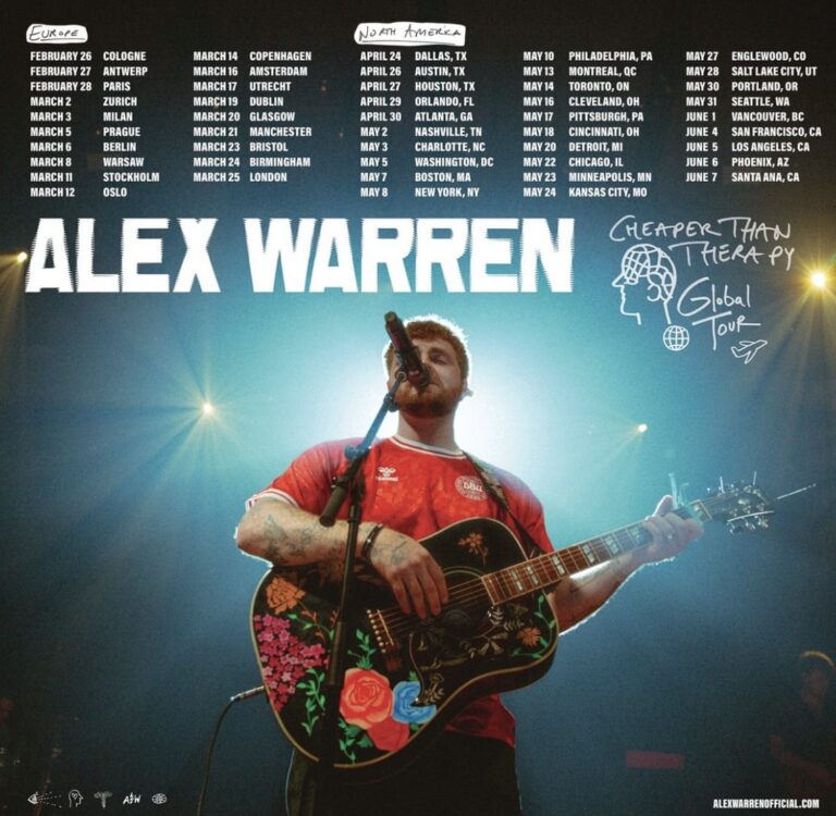 Alex Warren is booked and busy for the first half of 2025 on the ‘Cheaper Than Therapy Global Tour’