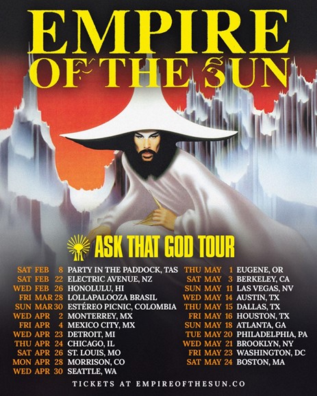 Australian electronic duo Empire of the Sun is hitting the road for their ‘Ask That God Tour’