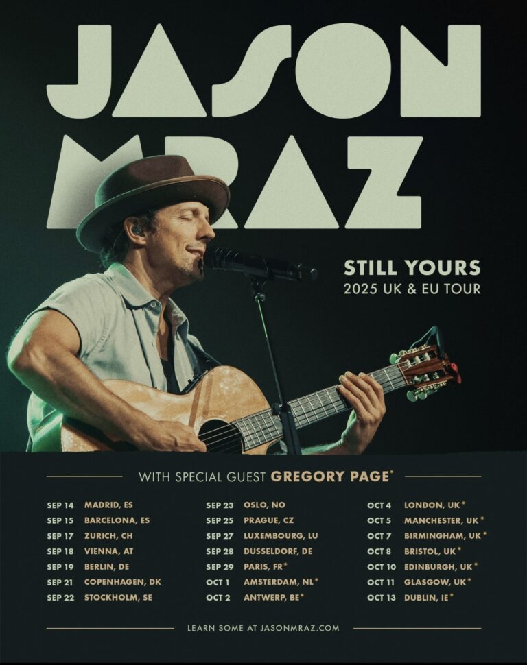 American singer-songwriter Jason Mraz is bringing the ‘Still Yours Tour’ to Europe and the UK